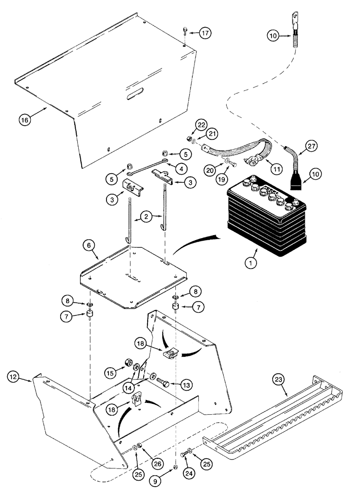Схема запчастей Case 960 - (04-04) - BATTERY CABLES (04) - ELECTRICAL SYSTEMS