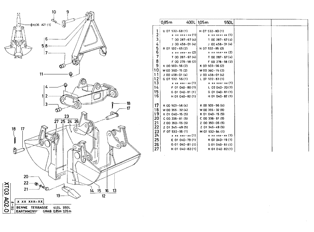 Схема запчастей Case 75C - (XT03 A02.0[02]) - EARTHMOVING GRAB - 1,05 M 550 L (18) - ATTACHMENT ACCESSORIES