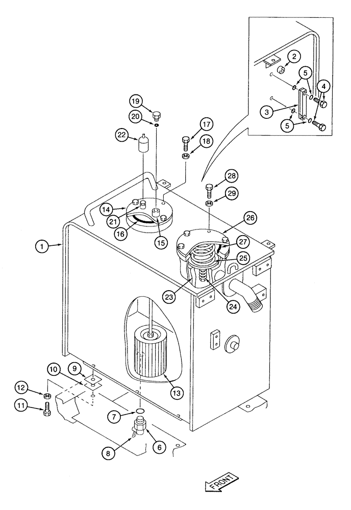 Схема запчастей Case 9050B - (8-002) - HYDRAULIC RESERVOIR (08) - HYDRAULICS