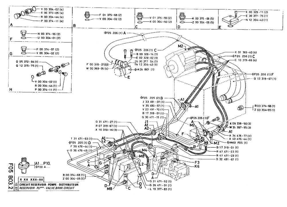 Схема запчастей Case 75C - (F05 B03.2) - RESERVOIR, PUMP, VALVE BANK CIRCUIT (07) - HYDRAULIC SYSTEM