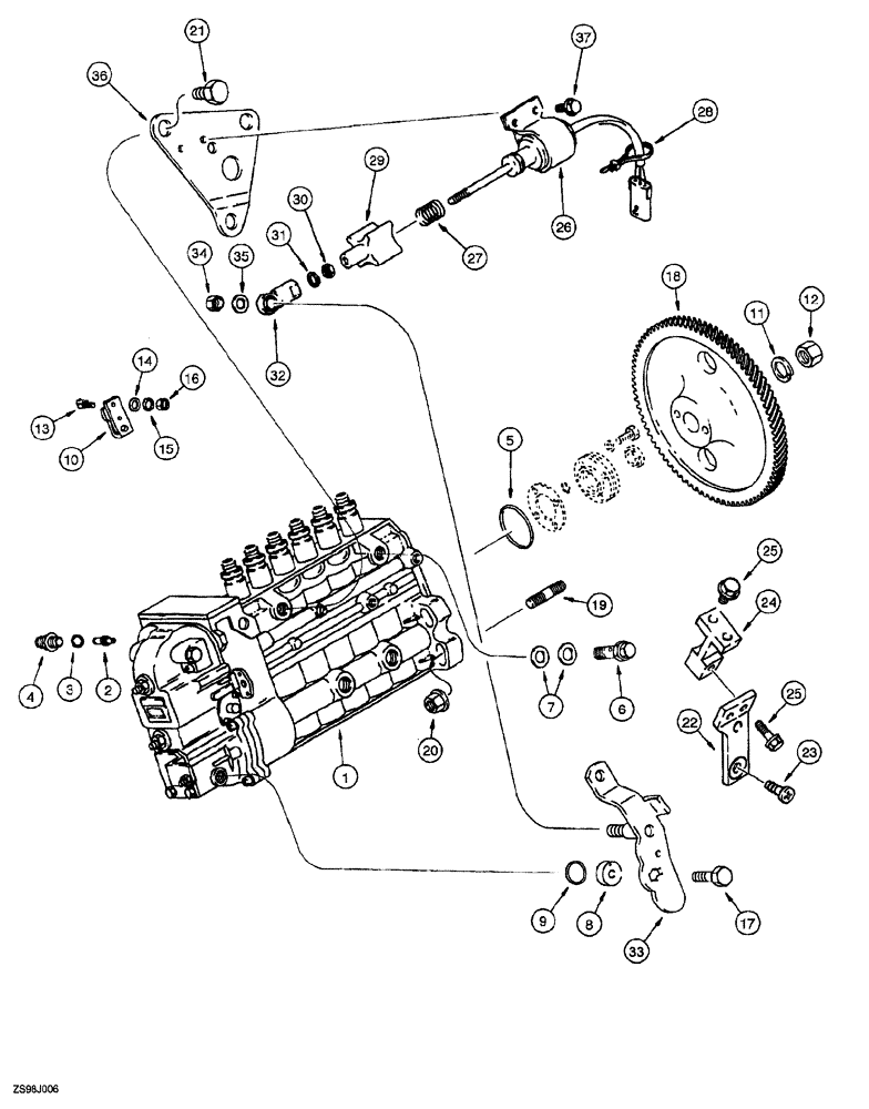 Схема запчастей Case 850G - (3-13A) - FUEL INJECTION PUMP AND DRIVE (P.I.N. JJG0254005 TO JJG0254009, JJG0254015 AND AFTER) (02) - FUEL SYSTEM