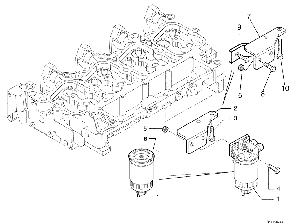 Схема запчастей Case 590SM - (03-08) - FUEL FILTER (03) - FUEL SYSTEM