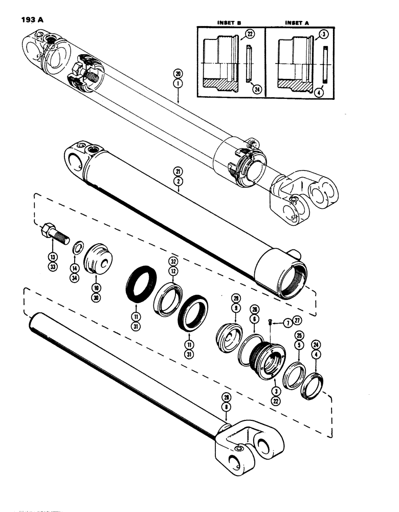 Схема запчастей Case W24 - (193A) - D49531 & D49532 LOADER LIFT CYL,5" DIA. CYL W/34-1/4"STROKE 1ST USED LOADER S.N. 9104985 (08) - HYDRAULICS