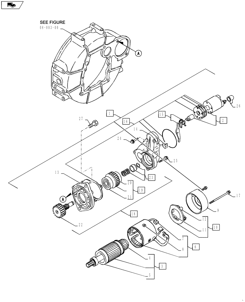 Схема запчастей Case CX55BMSR - (08-014[00]) - STARTING MOTOR (55) - ELECTRICAL SYSTEMS