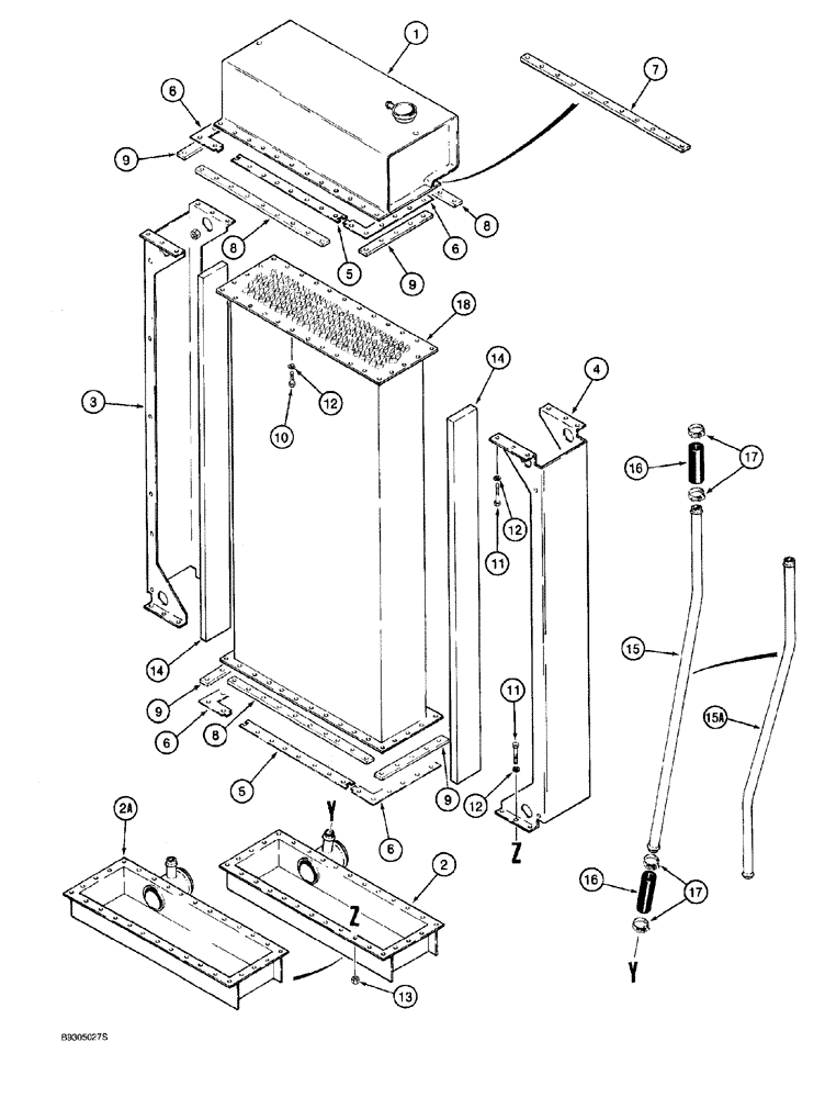 Схема запчастей Case 921 - (2-003C) - RADIATOR ASSEMBLY (02) - ENGINE