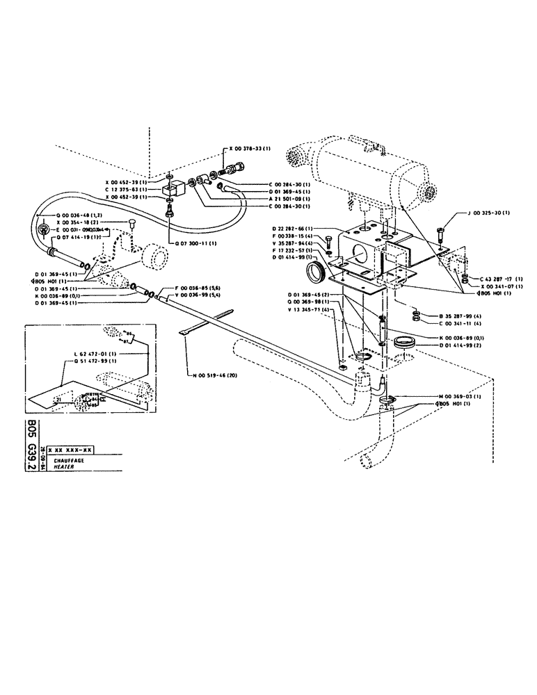 Схема запчастей Case 160CK - (045) - HEATER (05) - UPPERSTRUCTURE CHASSIS