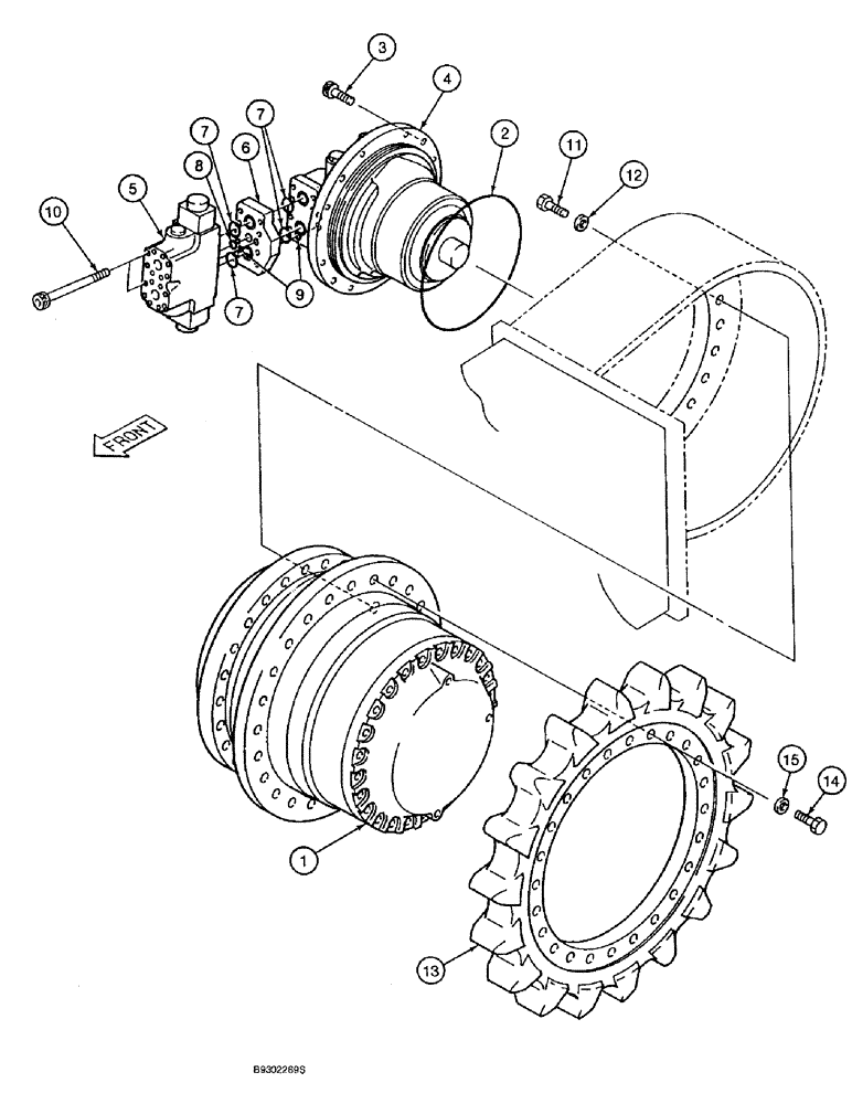 Схема запчастей Case 9060B - (6-02) - FINAL DRIVE TRANSMISSION AND TRACK DRIVE MOTOR (06) - POWER TRAIN