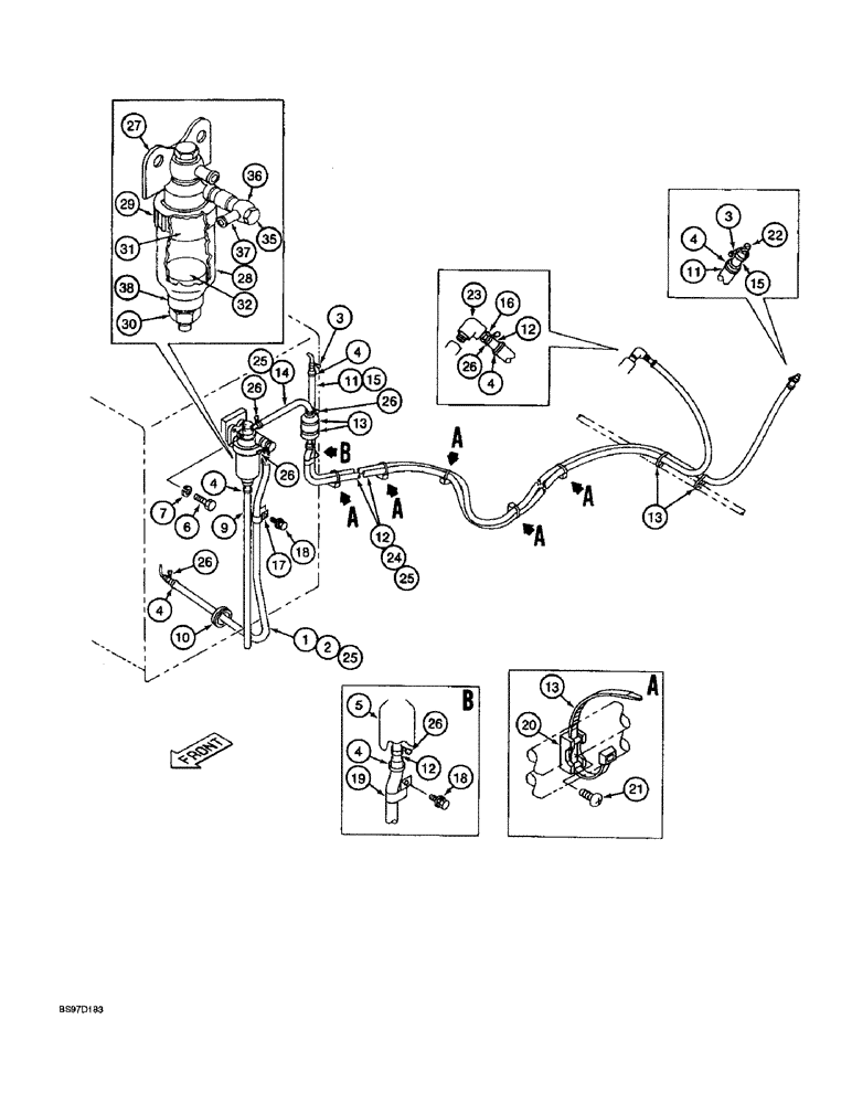 Схема запчастей Case 9045B - (3-04) - FUEL LINES (03) - FUEL SYSTEM