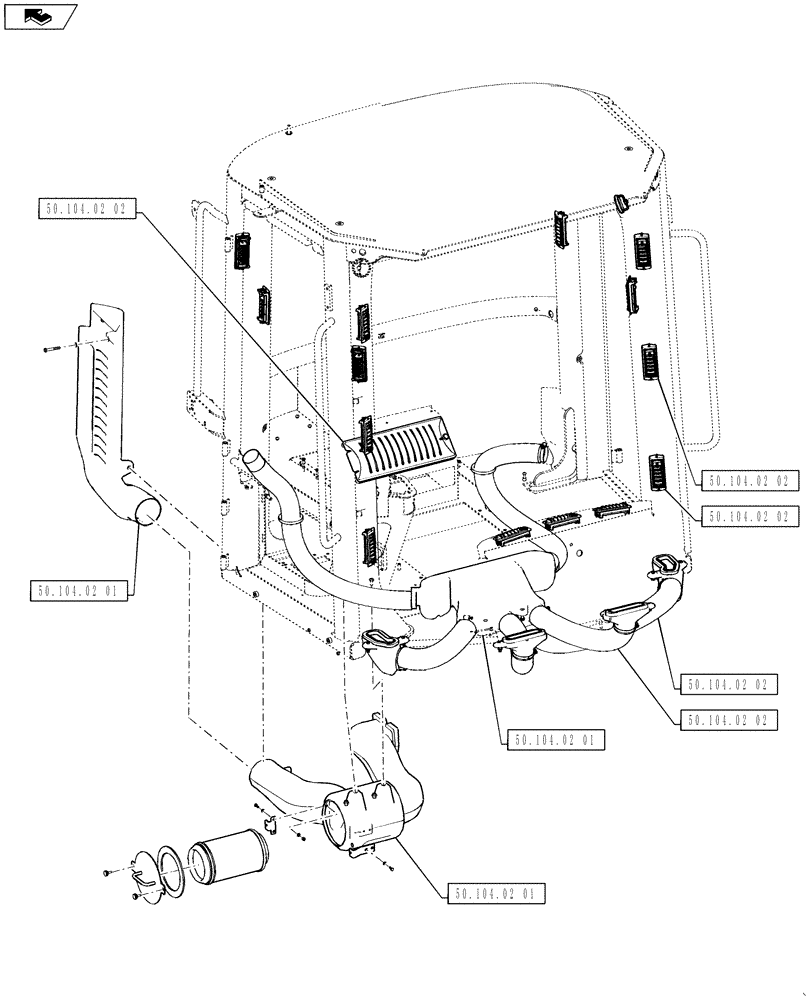 Схема запчастей Case 621F - (00.000.50) - PICTORIAL INDEX - AIR DUCTS & HOSES (00) - GENERAL & PICTORIAL INDEX