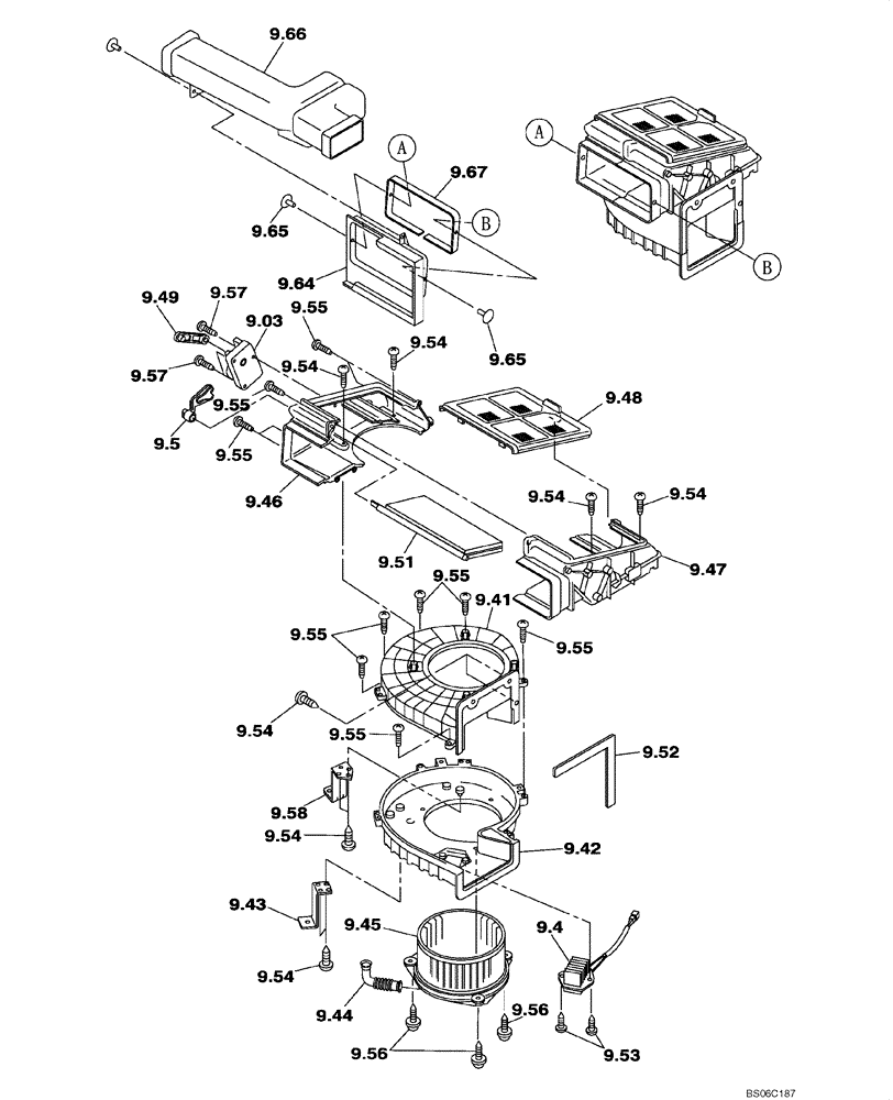 Схема запчастей Case CX700 - (09-036-00[01]) - CAB AIR CONDITIONING - DIFFUSER (09) - CHASSIS/ATTACHMENTS