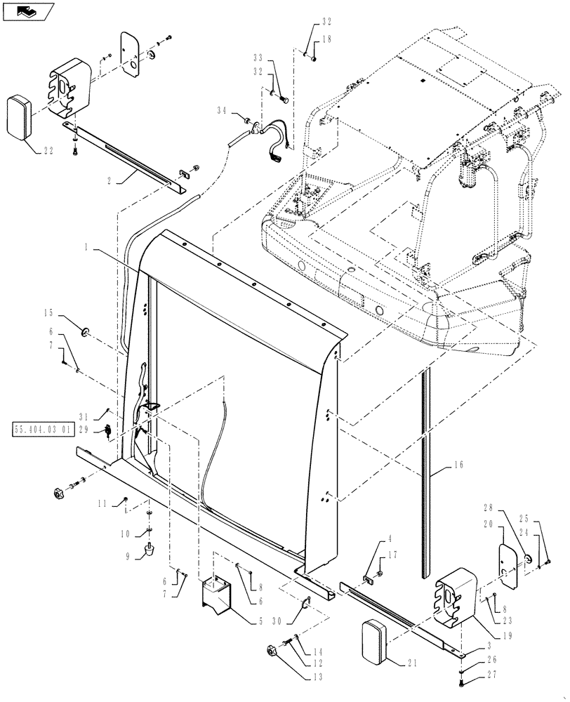 Схема запчастей Case 1121F - (55.404.03) - TAIL LIGHT INSTALLATION EU (55) - ELECTRICAL SYSTEMS