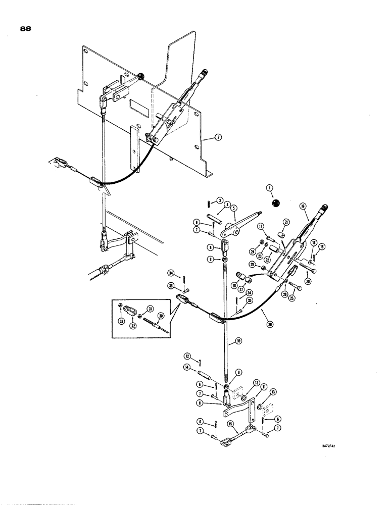 Схема запчастей Case 850 - (088) - DUAL RANGE LINKAGE AND PARKING BRAKE (04) - UNDERCARRIAGE