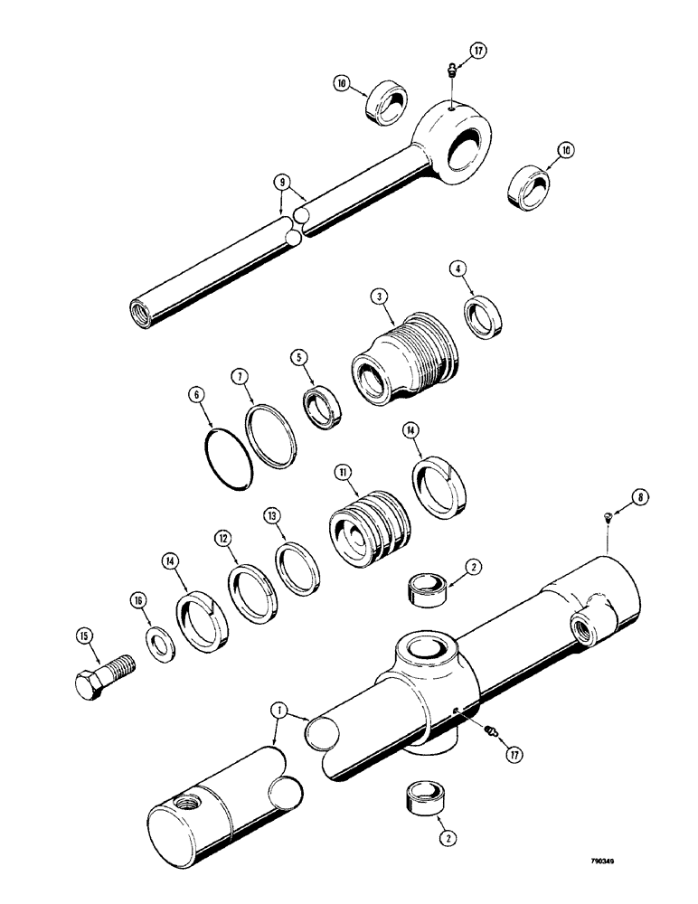 Схема запчастей Case 350 - (244) - G101248 AND G101249 BUCKET TILT CYLINDERS, HAS ONE PIECE PISTON (07) - HYDRAULIC SYSTEM