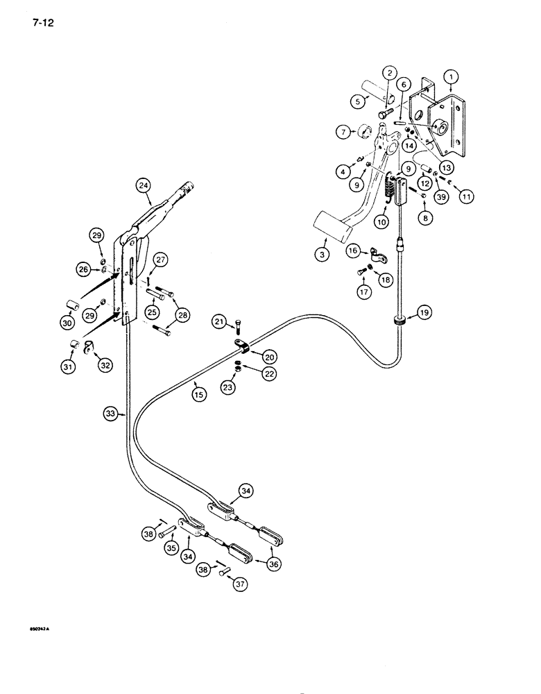 Схема запчастей Case 850D - (7-12) - MANUAL (PARKING) BRAKES (07) - BRAKES