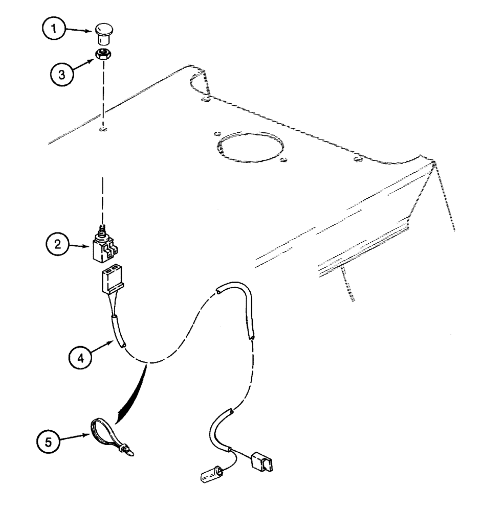 Схема запчастей Case 460 - (4-16) - REMOTE FUEL SHUT-OFF SWITCH AND HARNESS, USED ON MODELS WITH D100 BACKHOE (04) - ELECTRICAL SYSTEMS