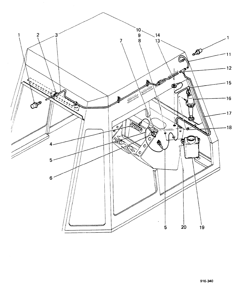Схема запчастей Case 580F - (360) - WINDSCREEN WASHER (55) - ELECTRICAL SYSTEMS
