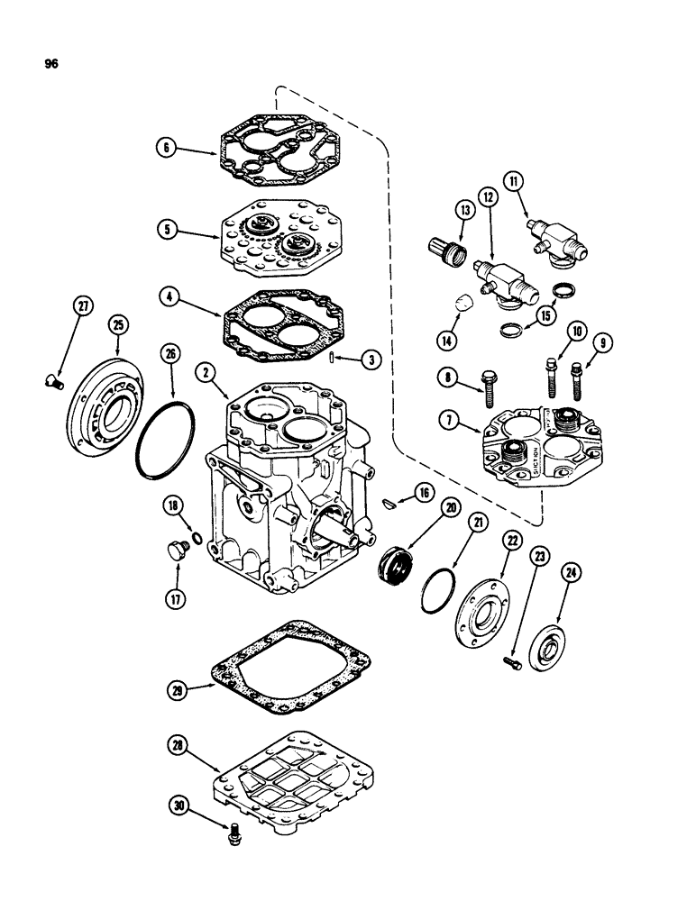 Схема запчастей Case 580SD - (096) - AIR CONDITIONING COMPRESSOR (04) - ELECTRICAL SYSTEMS