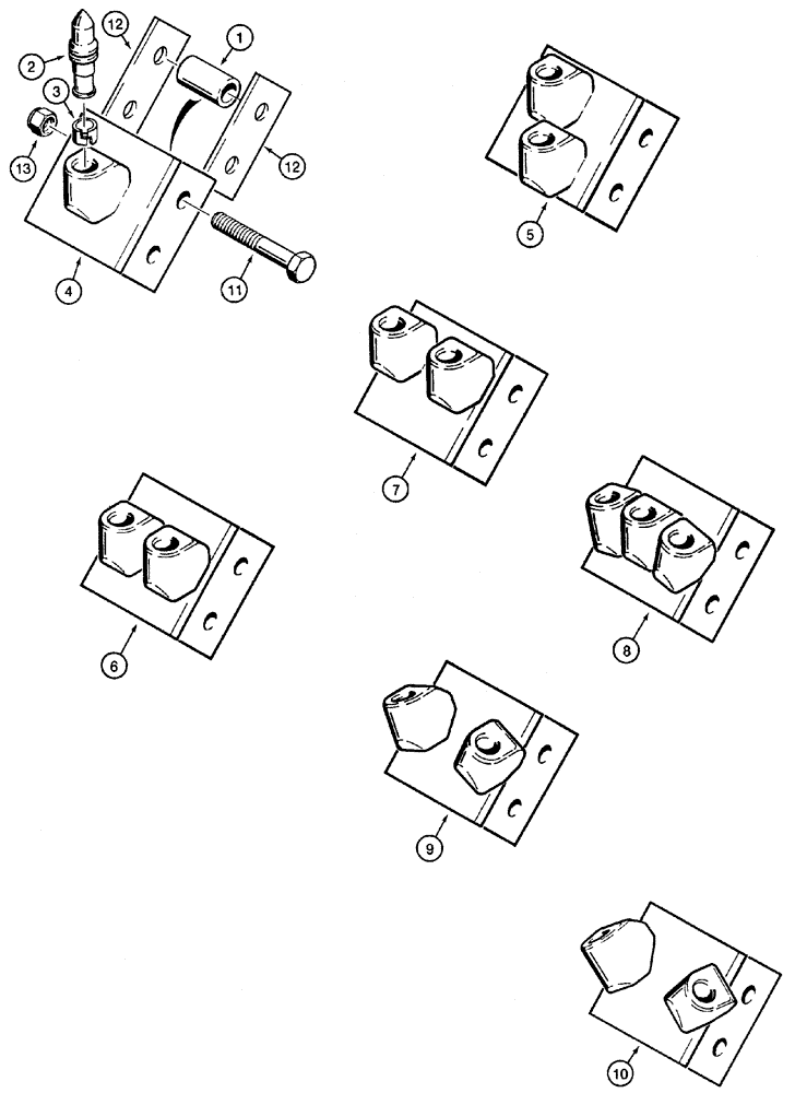 Схема запчастей Case 460 - (9-72) - ROCK AND FROST DIGGING TEETH, USED WITH 75,000 POUND CHAINLINE (09) - CHASSIS/ATTACHMENTS