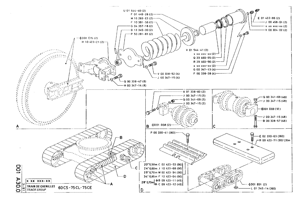Схема запчастей Case 75C - (D01 A30.0) - TRACK GROUP - 60CS - 75CL - 75CE (04) - UNDERCARRIAGE