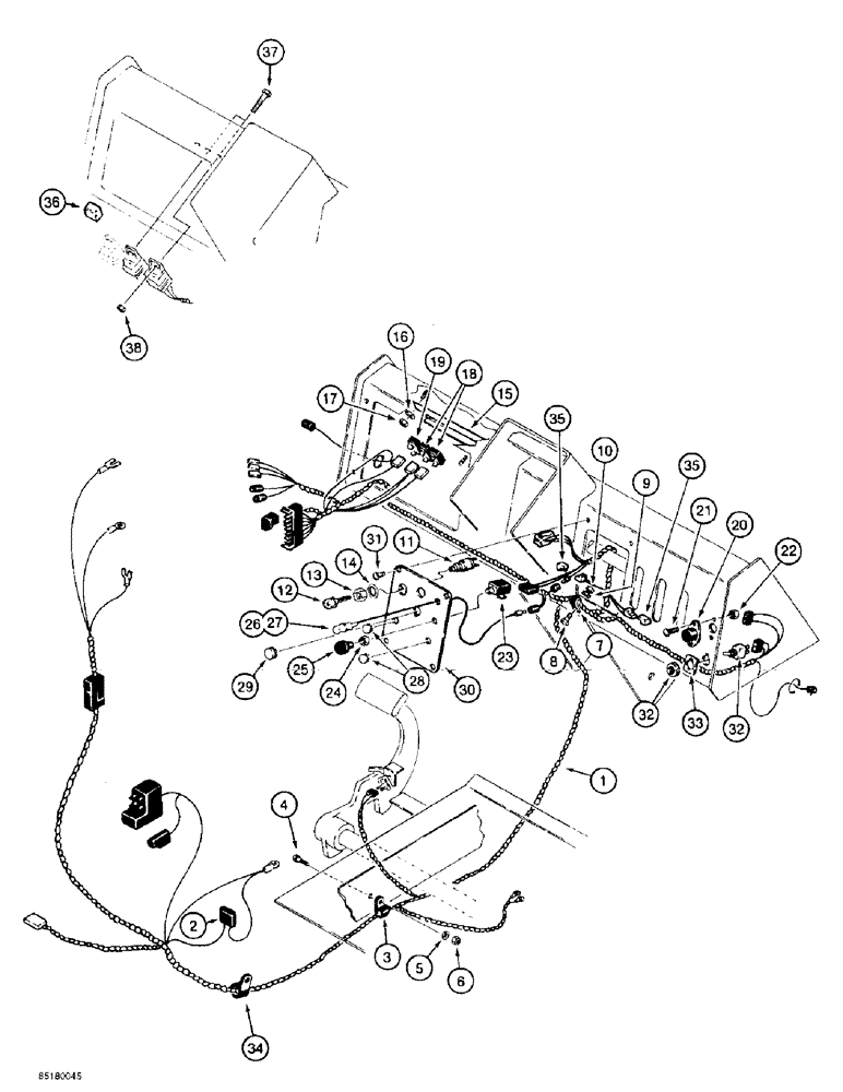 Схема запчастей Case 584E - (4-16) - ELECTRIC CIRCUIT, MAIN HARNESS AND INSTR. PANEL, MODELS W/O FLASHER LAMPS, PRIOR TO P.I.N. 17020582 (04) - ELECTRICAL SYSTEMS