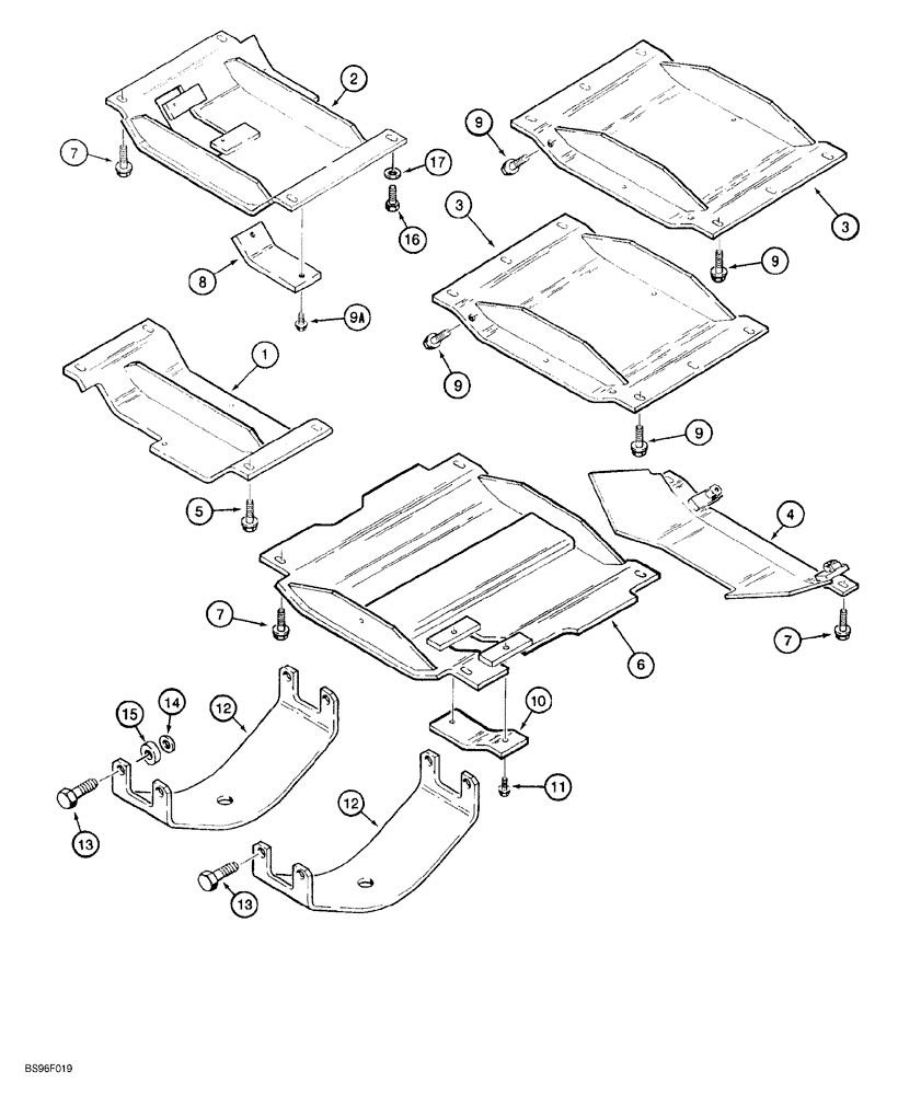 Схема запчастей Case 650G - (9-16) - UNDERCARRIAGE GUARDS (09) - CHASSIS/ATTACHMENTS