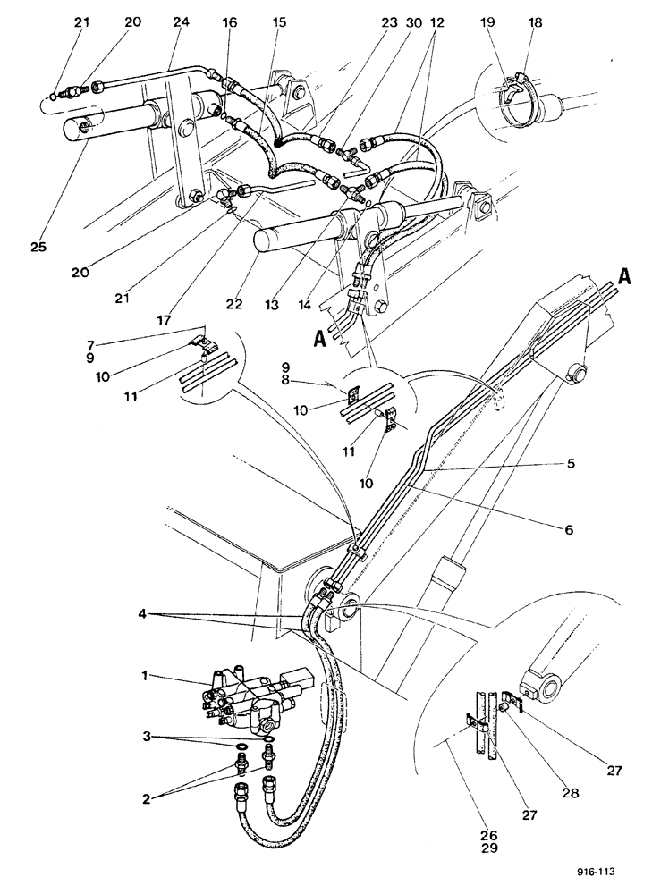 Схема запчастей Case 580F - (160) - LOADER, TILT CYLINDER, VALVE (35) - HYDRAULIC SYSTEMS