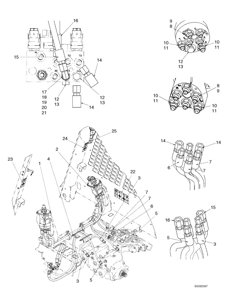 Схема запчастей Case 420 - (06-02) - JOYSTICK CONTROL PLUMBING - ISO PATTERN (420 WITH PILOT CONTROL) (06) - POWER TRAIN