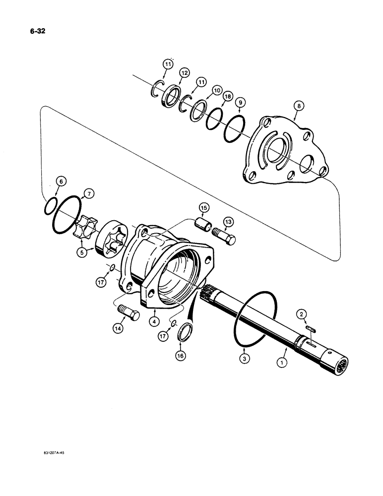 Схема запчастей Case W11B - (6-032) - FUNK TRANSMISSION, PUMP (06) - POWER TRAIN