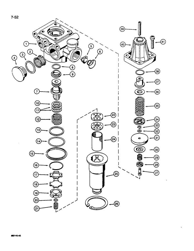 Схема запчастей Case W14B - (7-52) - UNLOADING VALVE - L115645 (07) - BRAKES