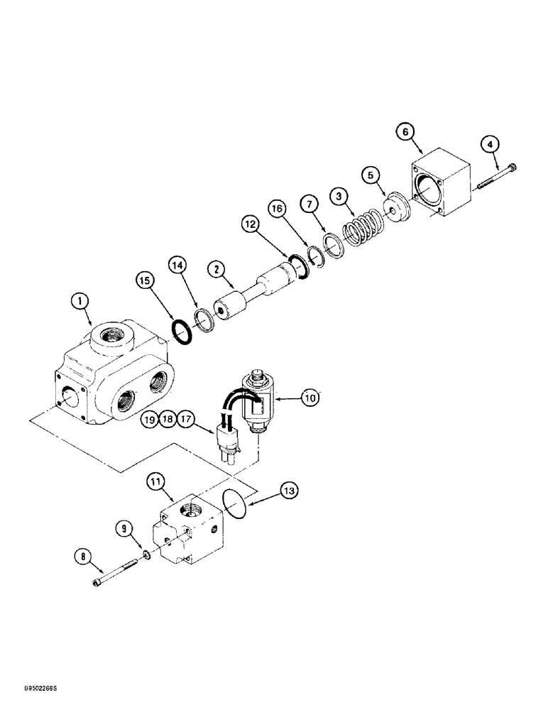 Схема запчастей Case 621B - (8-99) - RIDE CONTROL MASTER DIRECTIONAL VALVE ASSEMBLY (08) - HYDRAULICS