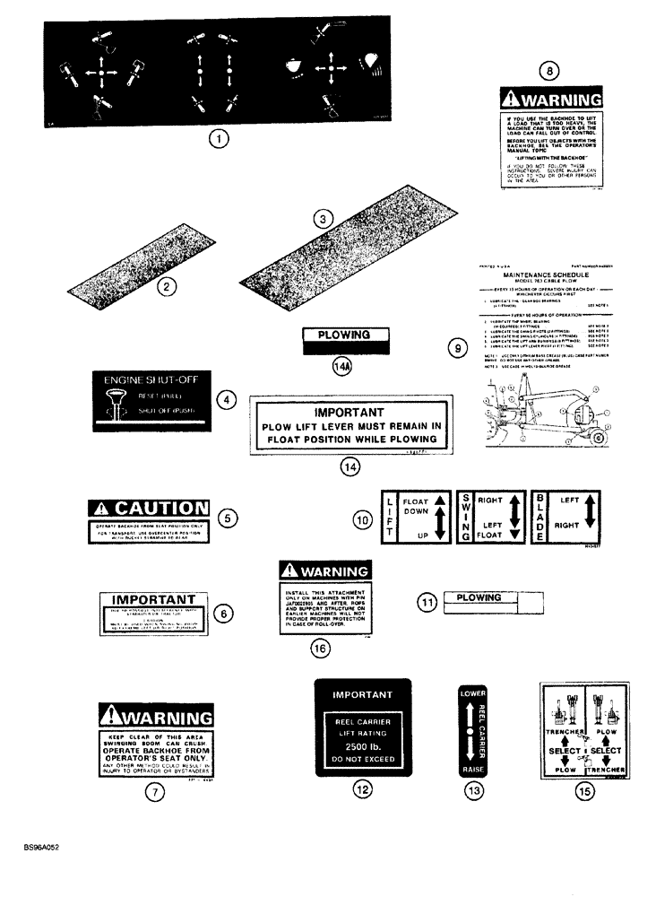 Схема запчастей Case 760 - (09-154) - BACKHOE, PLOW, REEL CARRIER, AND QUAD DECALS (89) - TOOLS