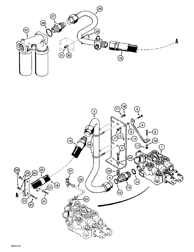 Схема запчастей Case 621B - (8-07A) - HYDRAULIC CIRCUIT, LOADER CONTROL VALVE TO FILTER, XT LOADER (08) - HYDRAULICS