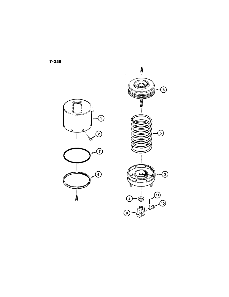 Схема запчастей Case W36 - (7-256) - PARKING BRAKE ACTUATOR AND BRAKE FLUID RESERVOIR PARKING (07) - BRAKES