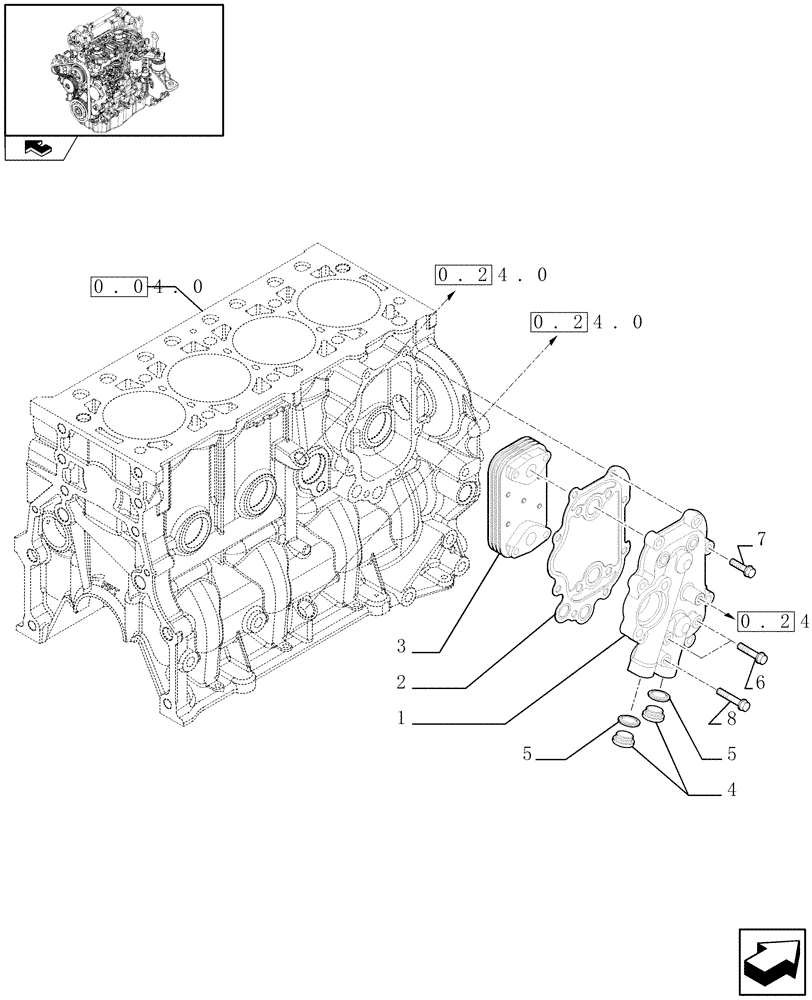 Схема запчастей Case F5CE5454B A001 - (0.31.0) - HEAT EXCHANGER (504154694) 