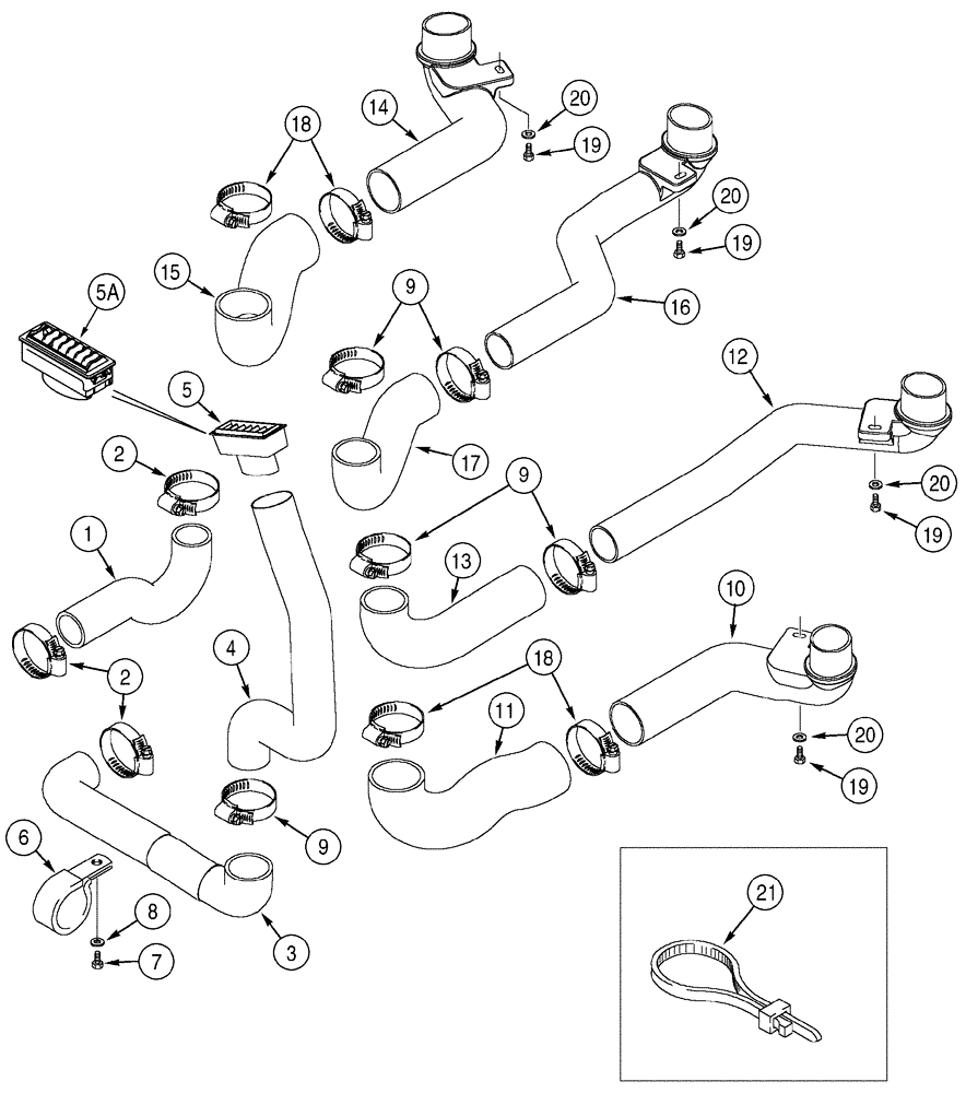 Схема запчастей Case 621C - (09-052) - CAB HEATER AND AIR CONDITIONING DUCTS (09) - CHASSIS