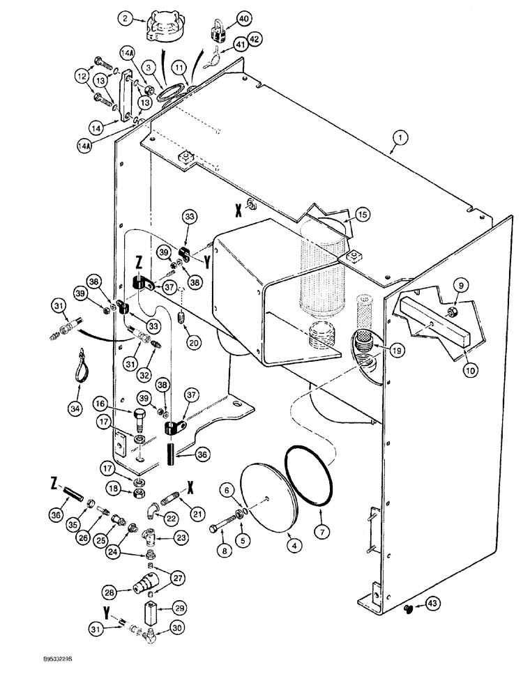 Схема запчастей Case 921 - (8-004) - HYDRAULIC RESERVOIR, P.I.N. JAK0026022 AND AFTER (08) - HYDRAULICS