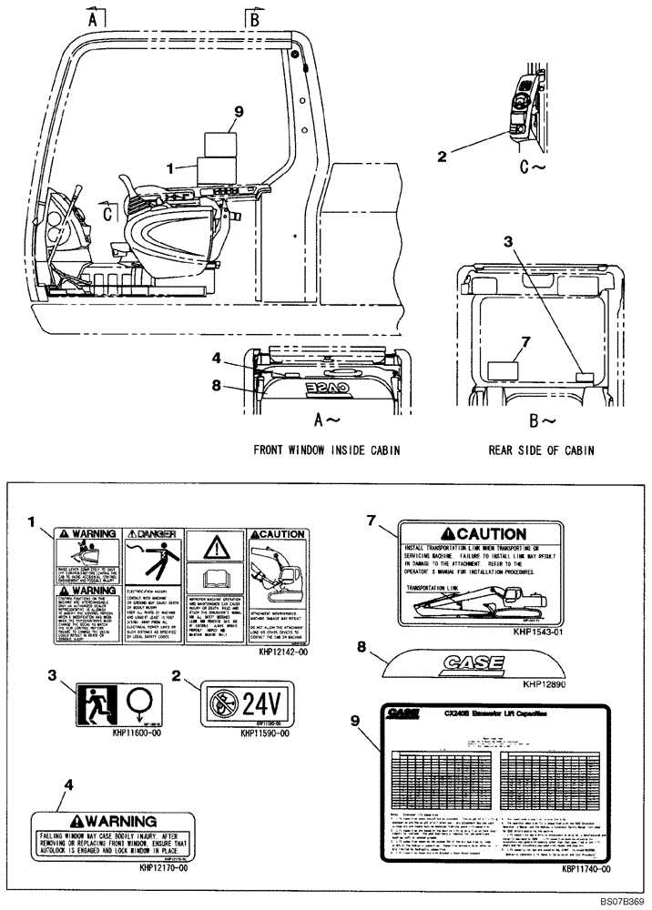 Схема запчастей Case CX240BLR - (09-52) - DECALS (09) - CHASSIS/ATTACHMENTS