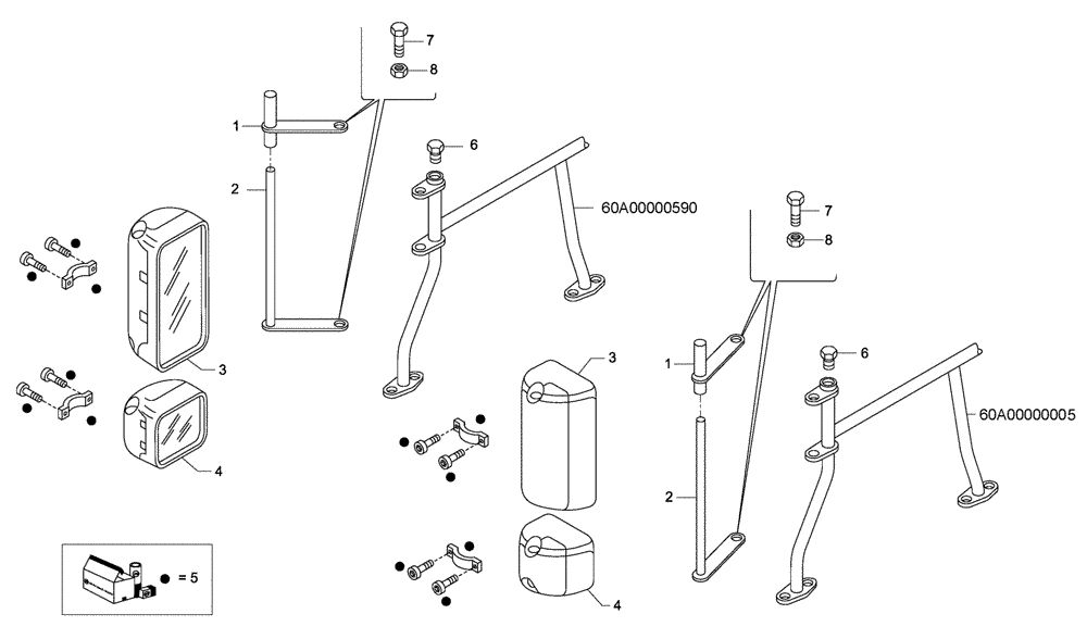 Схема запчастей Case 335B - (51A00011257[001]) - EXTERNAL DRIVING MIRRORS, CAB (87551398) (10) - Cab/Cowlings