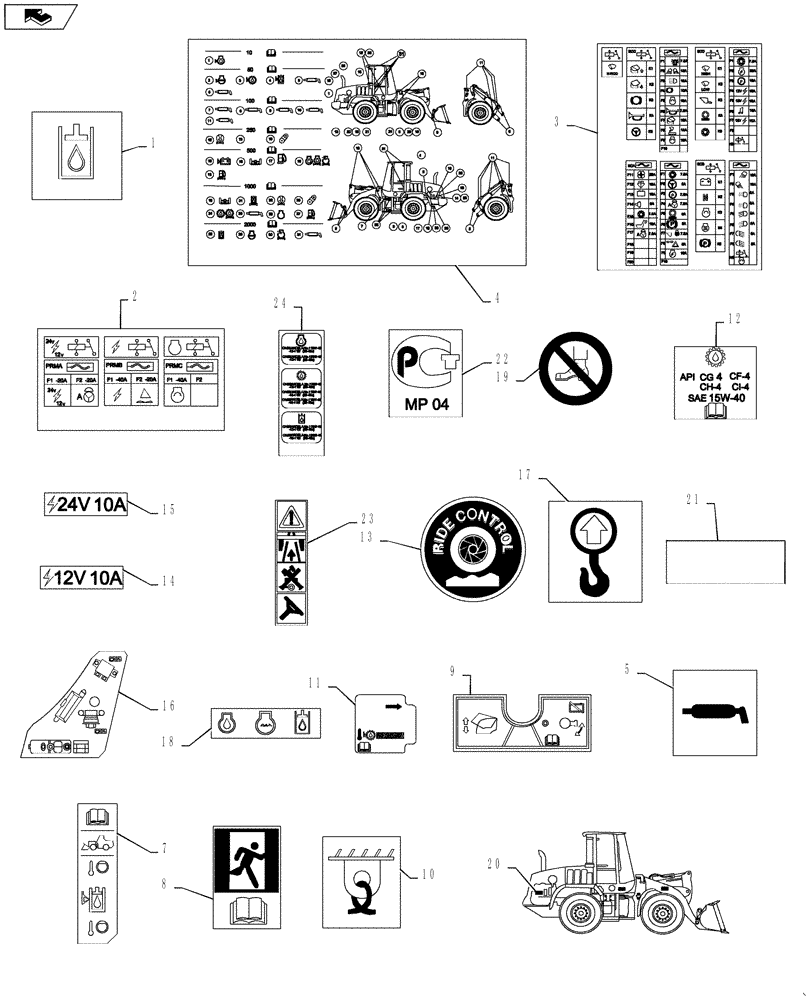 Схема запчастей Case 921F - (90.108.09[02]) - DECALS - COMMON TO MODEL (90) - PLATFORM, CAB, BODYWORK AND DECALS
