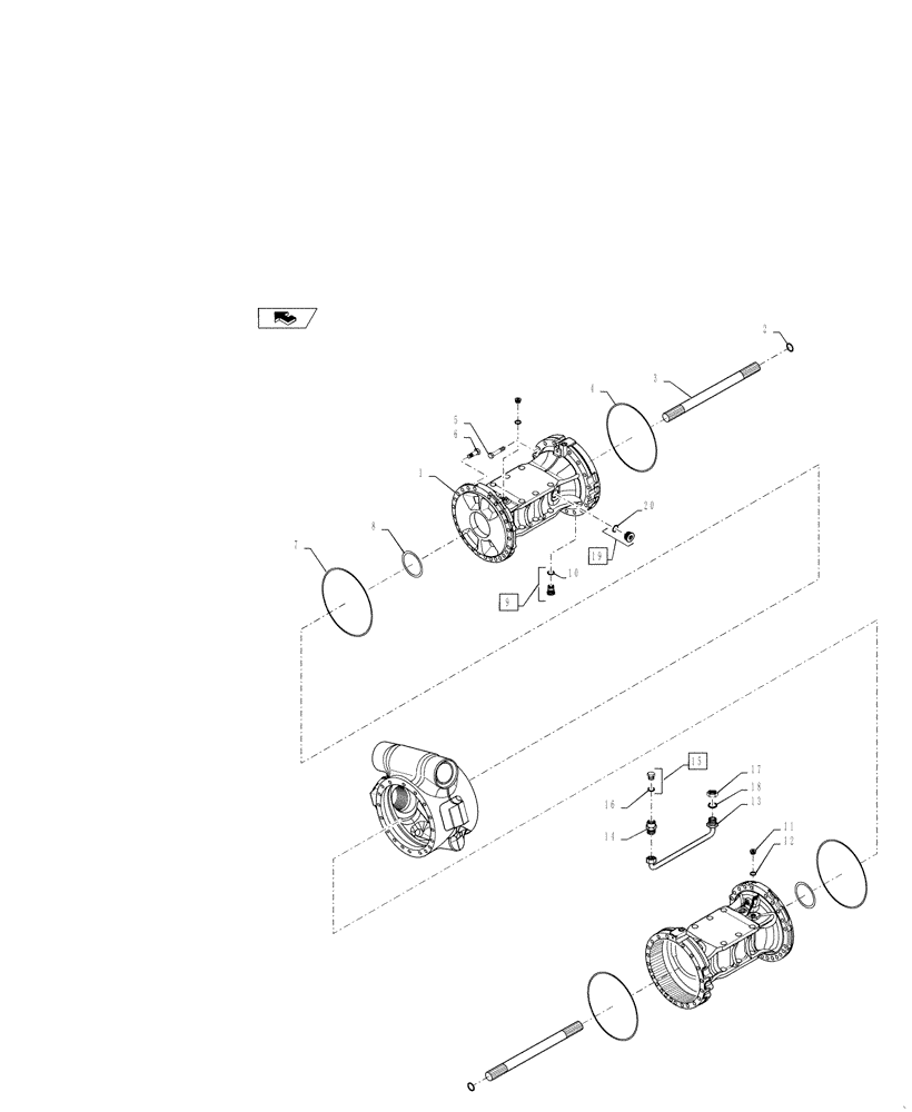 Схема запчастей Case 921F - (25.101.01[02]) - FRONT AXLE HOUSING - OPEN DIFFERENTIAL 921 ONLY (25) - FRONT AXLE SYSTEM