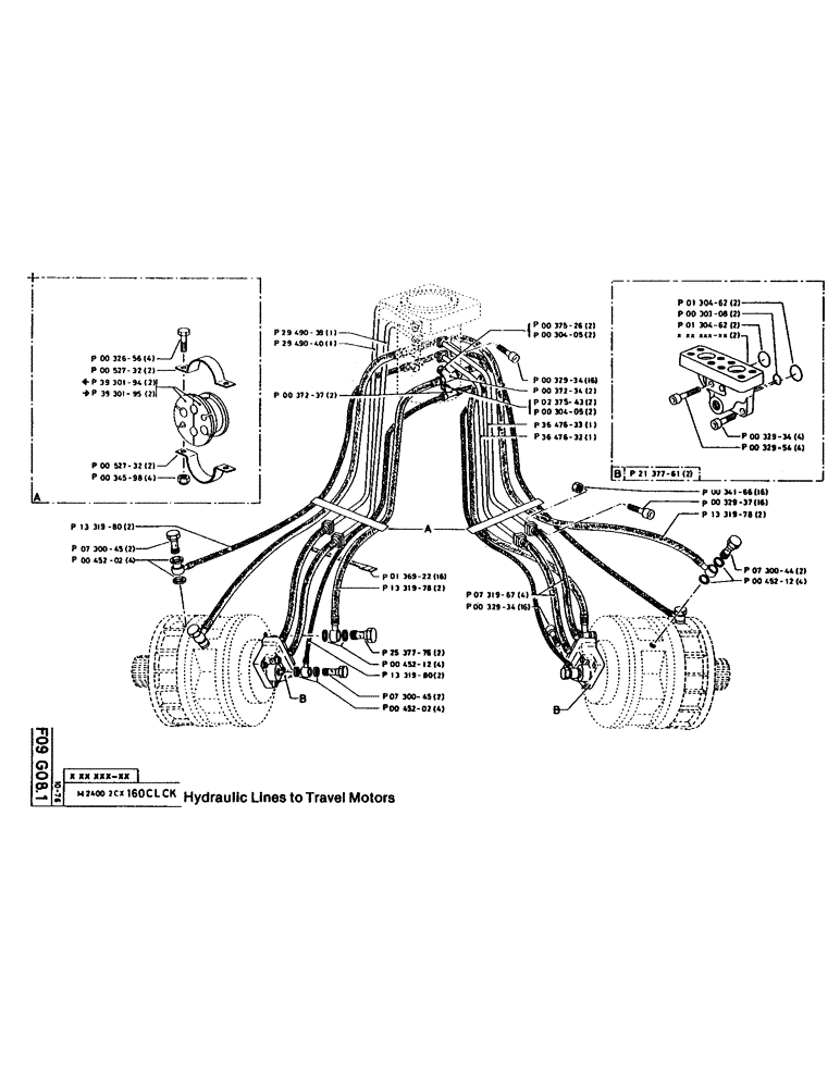 Схема запчастей Case 160CK - (37) - HYDRAULIC LINES TO TRAVEL MOTORS (07) - HYDRAULIC SYSTEM