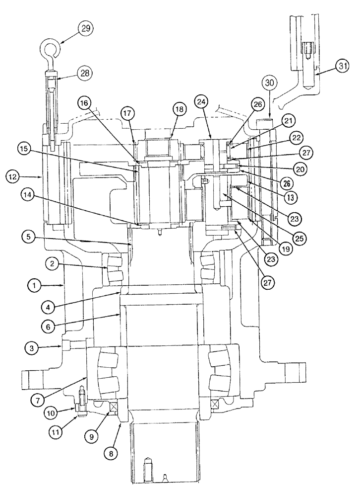 Схема запчастей Case 9050B - (8-212) - 165632A1 SWING REDUCTION GEAR ASSEMBLY, FOR PRODUCTION PIN EAC0501164 & AFT,PRIOR TO PIN EAC0501164 (08) - HYDRAULICS