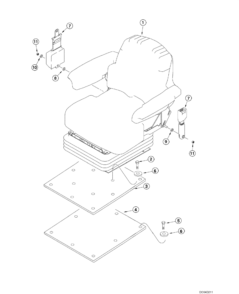 Схема запчастей Case 885 - (09.55[00]) - SEAT- MOUNTING (09) - CHASSIS