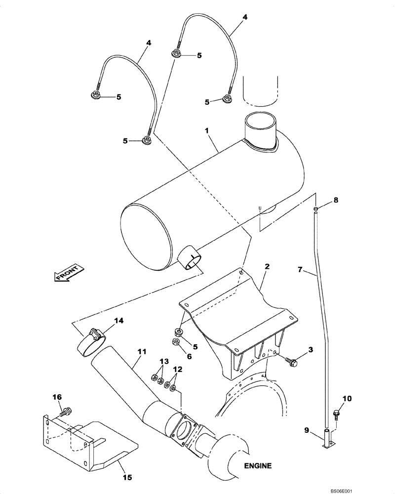 Схема запчастей Case CX800 - (02-003-00[01]) - EXHAUST (02) - ENGINE