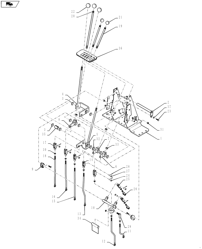 Схема запчастей Case 590SN - (35.726.36[01]) - CONTROL - BACKHOE, WITH FOOT SWING (WITHOUT EXTENDABLE DIPPER) (35) - HYDRAULIC SYSTEMS