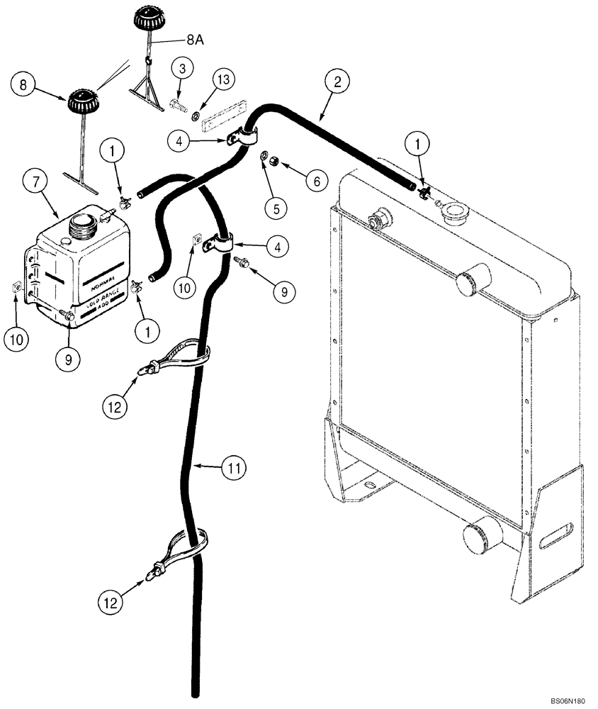 Схема запчастей Case 550H - (2-04) - COOLANT RECOVERY SYSTEM (02) - ENGINE