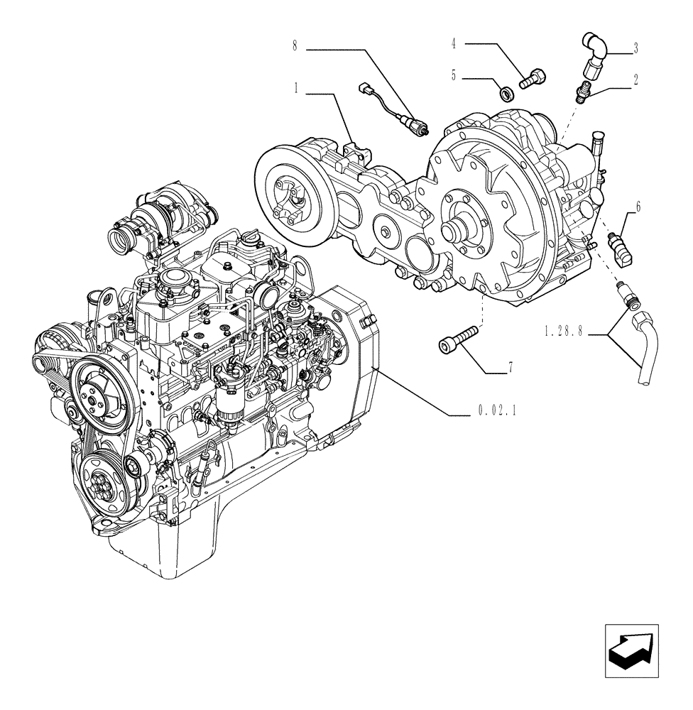 Схема запчастей Case TX742 - (1.28.A[01]) - TRANSMISSION (21) - TRANSMISSION