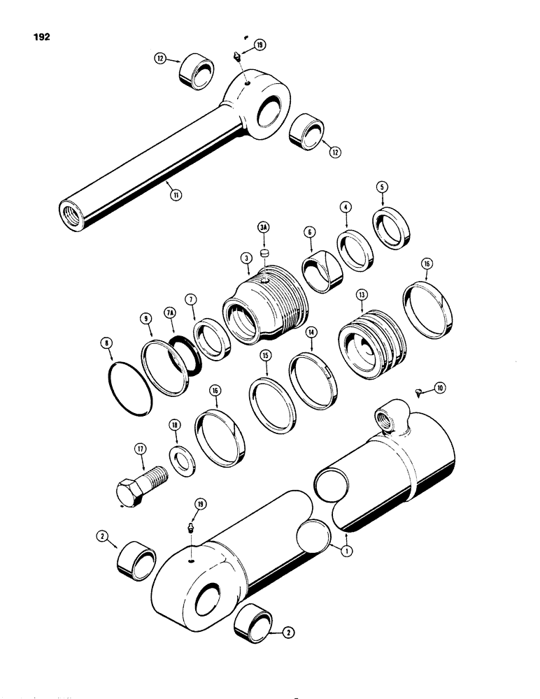 Схема запчастей Case 450B - (192) - G101228 TILT CYLINDER, ANGLE TILT DOZER (07) - HYDRAULIC SYSTEM