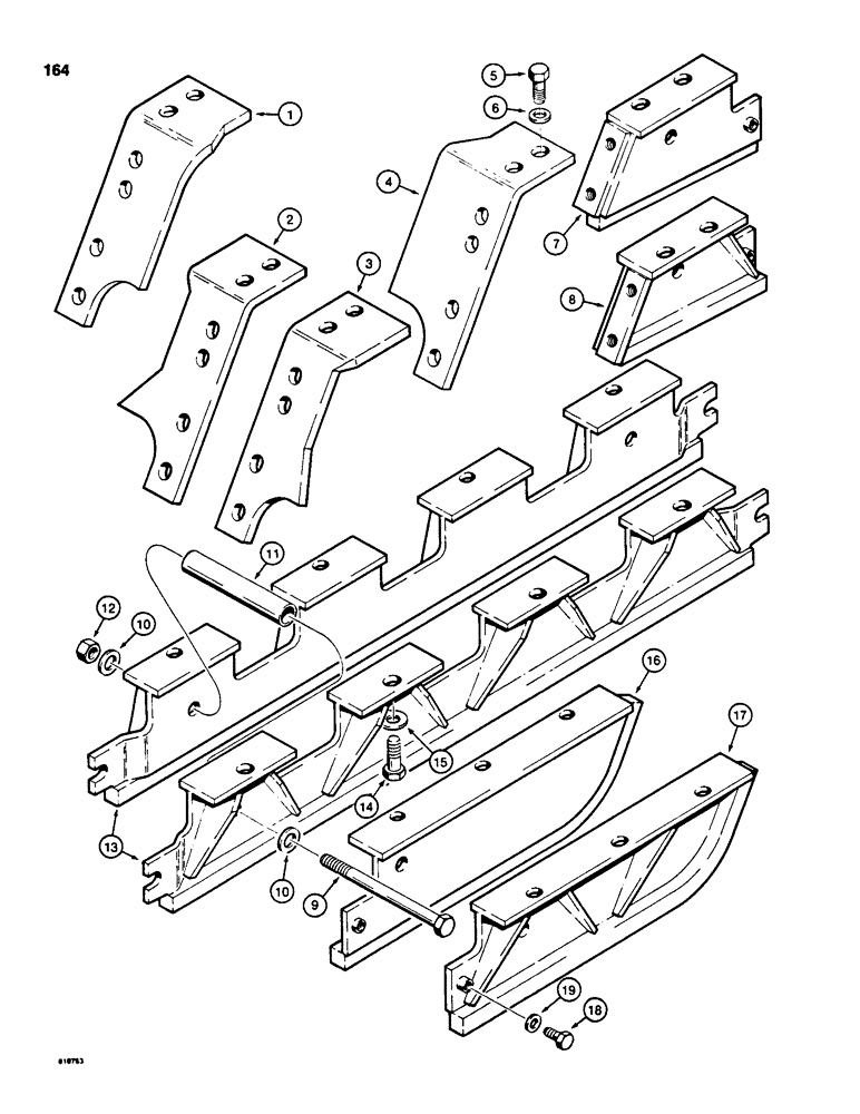 Схема запчастей Case 850C - (164) - TRACK GUIDES (04) - UNDERCARRIAGE
