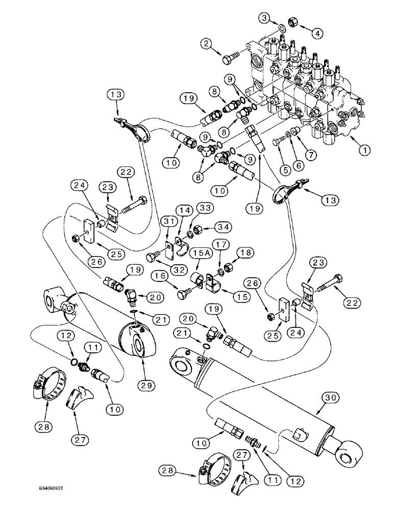 Схема запчастей Case 580L - (8-020) - BACKHOE STABILIZER CYLINDER HYDRAULIC CIRCUIT (08) - HYDRAULICS